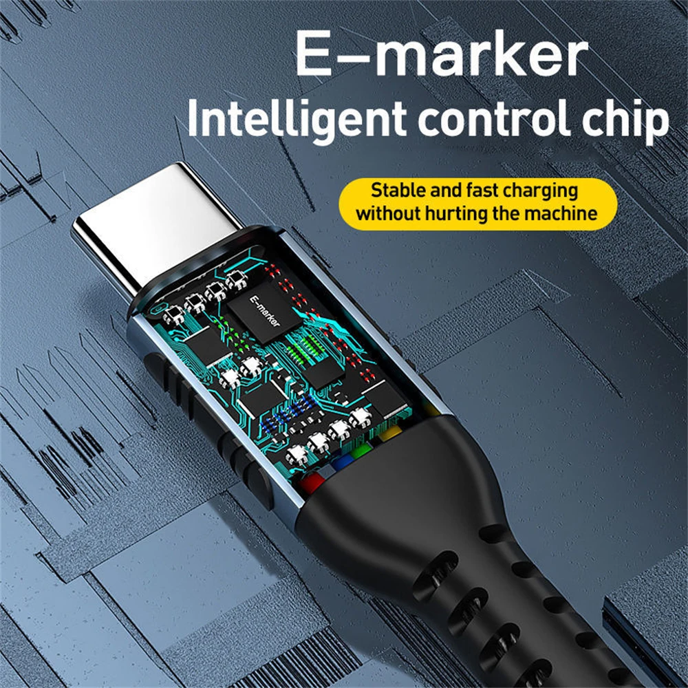 Фото Кабель USB Type C-USB C 100 Вт/5A PD для быстрой зарядки, зарядное устройство, провод, шнур для Macbook, Xiaomi, Samsung, кабель USB Type-C №2
