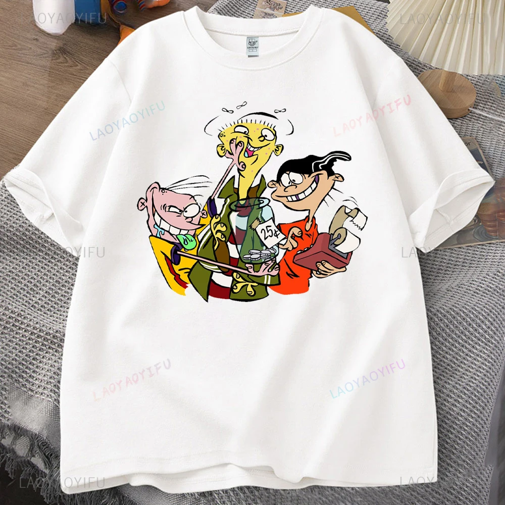 Ed,Edd N Eddy Man Футболка Ed,Edd N Eddy Футболка с принтом Топы Ed,Edd N Eddy Забавная футболка 90-х с мультяшной фигуркой Высокое качество хлопка