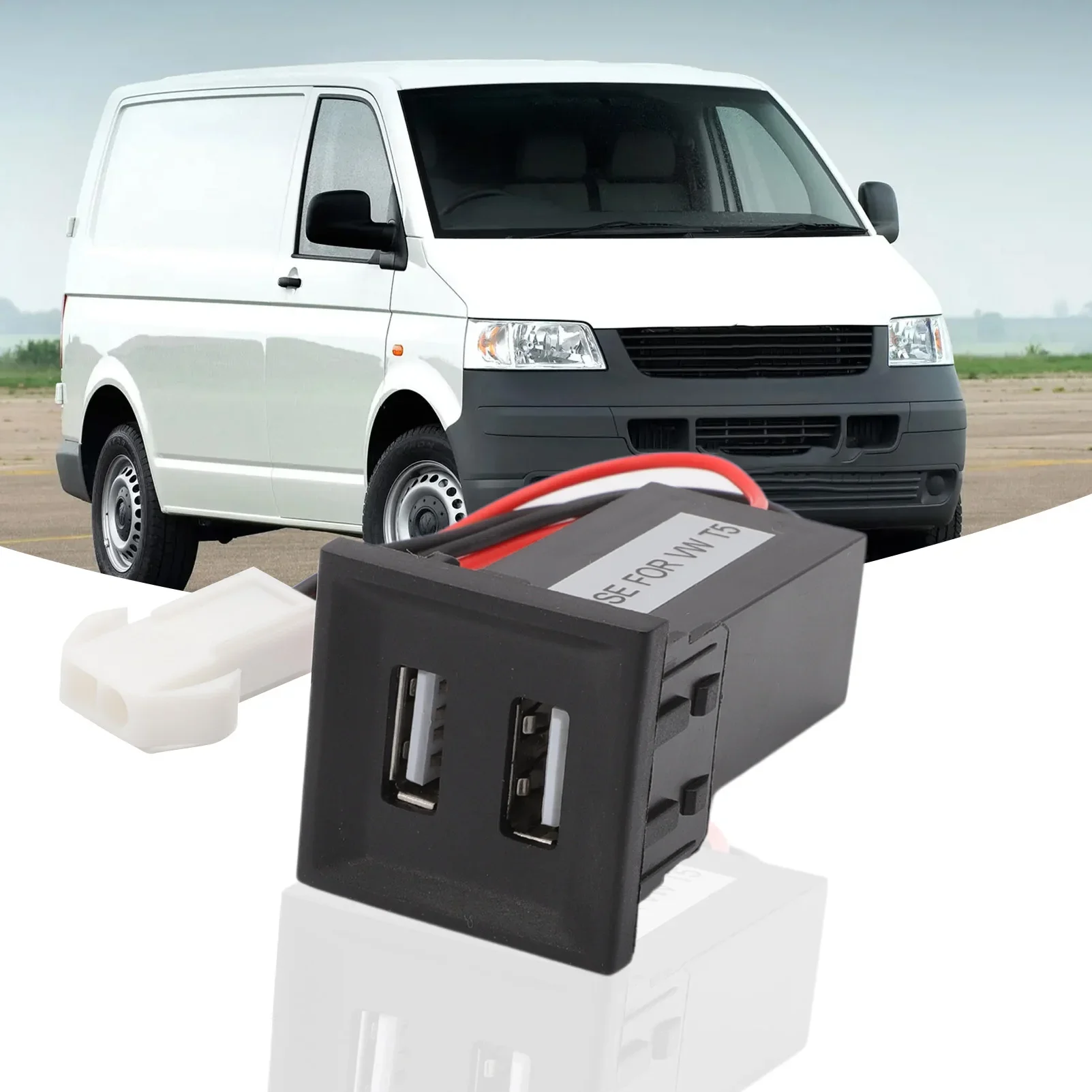 Фото Встраиваемая розетка с двумя USB-портами и предохранителем для VW T5 2003-2009 №4