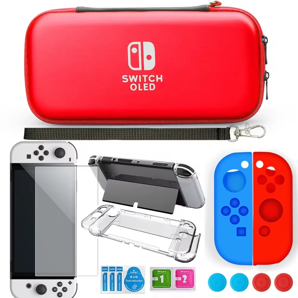Чехол для переноски модели Switch OLED, комплект аксессуаров 9 в 1, для модели OLED Nintendo Switch 2022 года с защитным чехлом