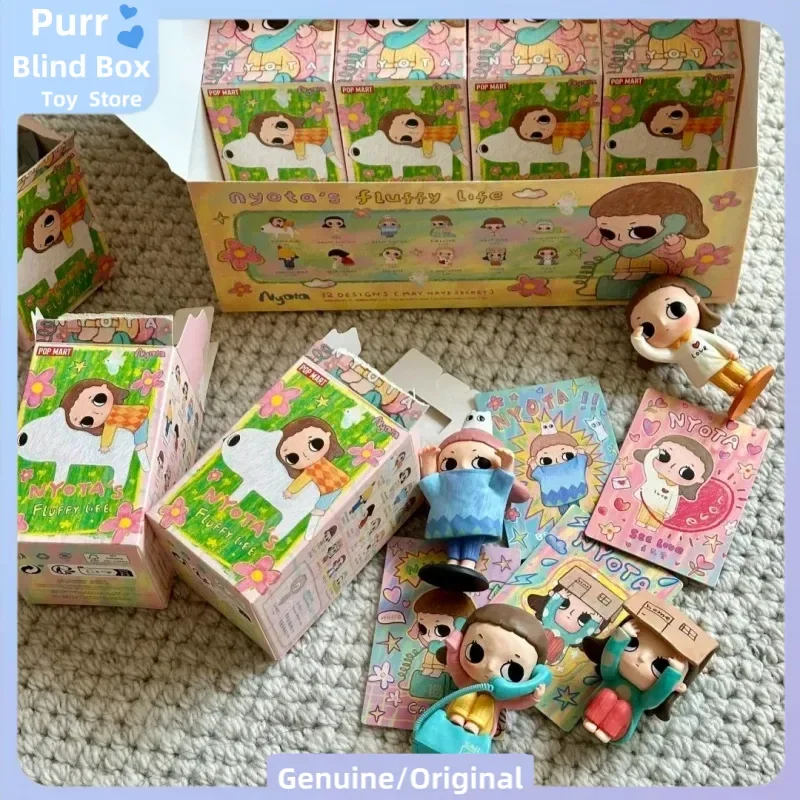 Фото Подлинная POPMART Nyota V1 Fluffy Life Series слепая коробка милая экшн-фигурка модель игрушки загадочная коробка настольное украшение подарок на день рождения №4
