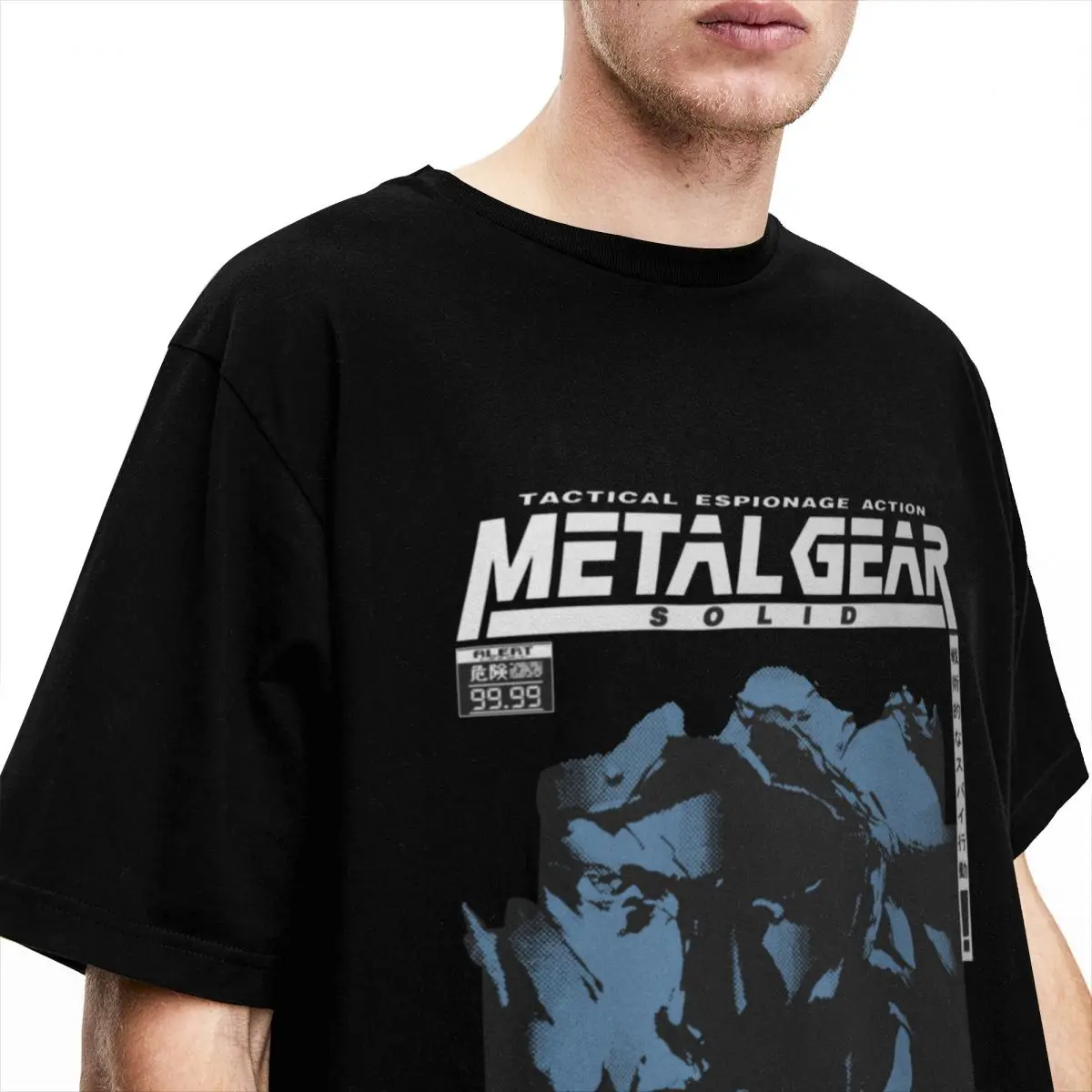 Фото Футболка MGS1 в стиле Харадзюку, однотонная Классическая тенниска из чистого хлопка с круглым вырезом и короткими рукавами, футболка с принтом змеиной игры, с металлическим снаряжением, размеры до 6XL, лето №4