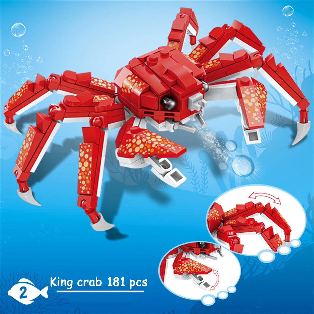 Фото Knew Built Mantis Shrimp Ocean Animal Building Block Игрушка 199 шт. Кирпичи, В комплект входит 176 шт. Акула, Окуп Морские существа Подарок для детей №4