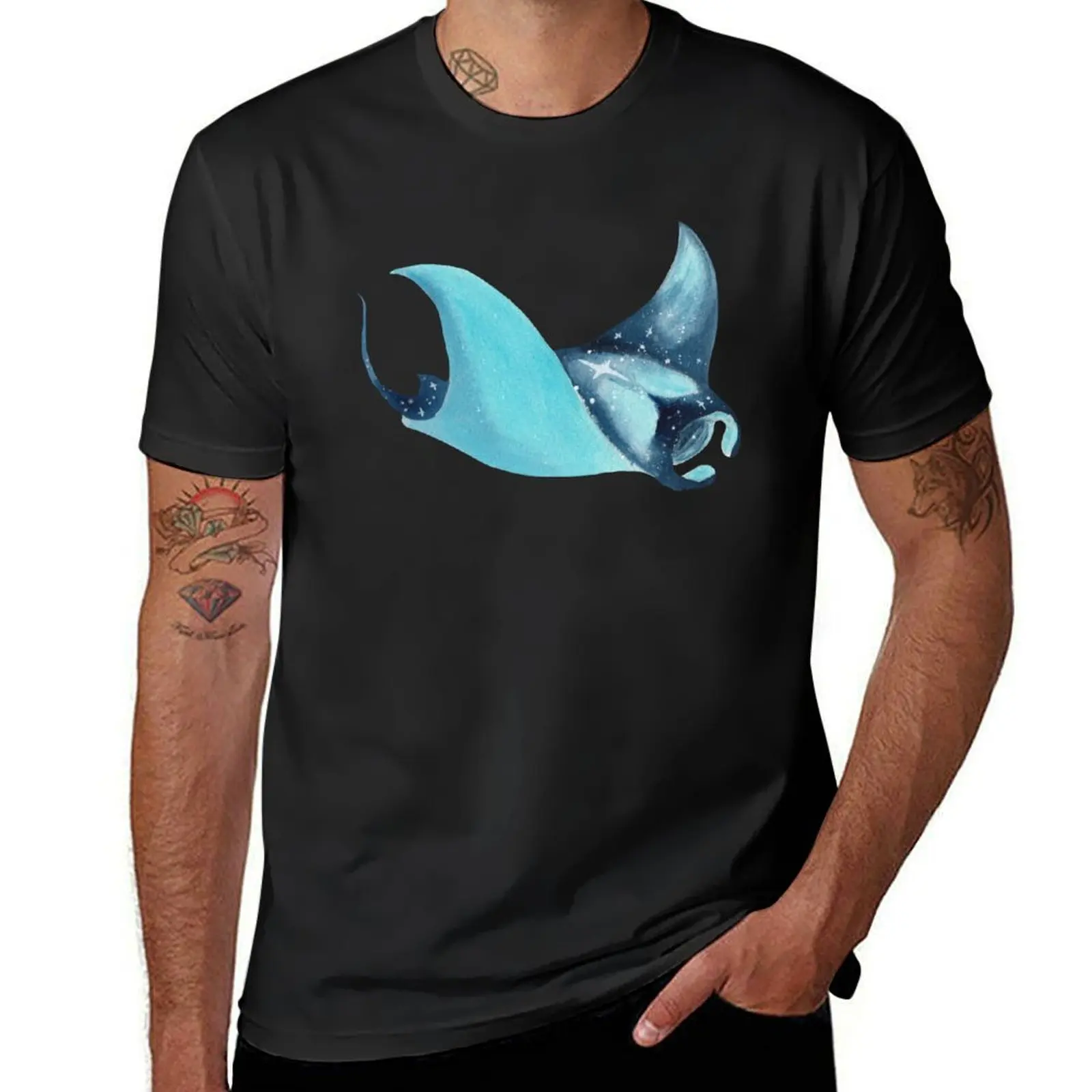 Футболка Galaxy Manta Ray, белые футболки на заказ для мальчиков, забавные футболки, мужская футболка, большие и высокие футболки для мужчин