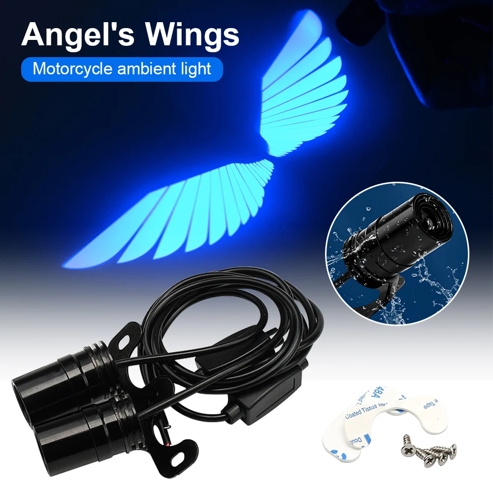 2 проекционных фонаря для мотоциклов Angel Wings, универсальные водонепроницаемые призрачные фонари для кузова мотоцикла, совместимые с Halley Su-Zuki