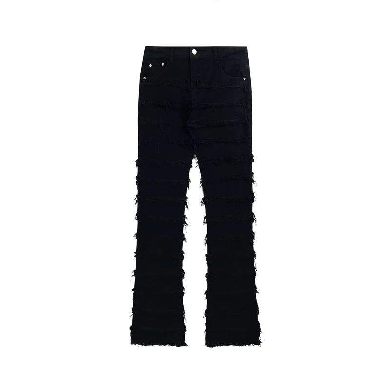 Уличная одежда в стиле Харадзюку, Celana Jeans lurlurus Berjumbai Rumbai Bergaris Denim Kasual Pria dan Wanita Warna, однотонные (art.: 3920c1187f518) - 3920c1187f518