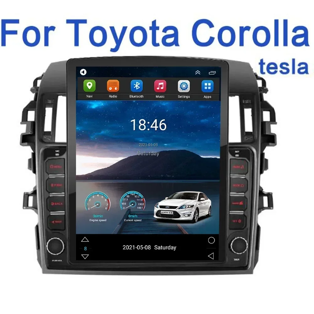 For Tesla Style 2Din Android 13 Car Radio For Toyota Corolla 10 E140 E150 2006 - 2013 Multimedia Video Player GPS Stereo Carplay