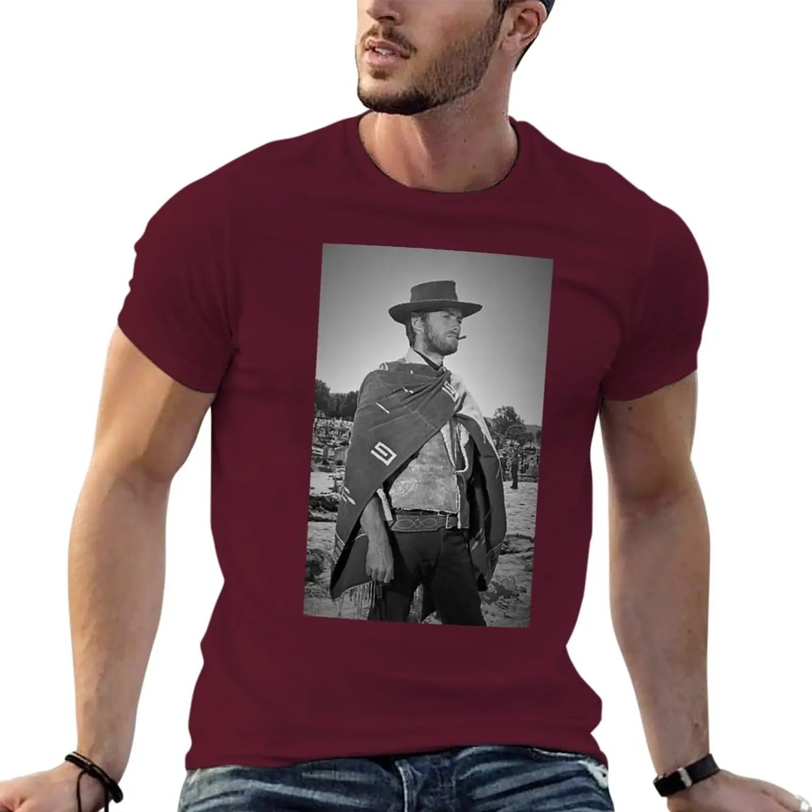 Фото Новая мужская одежда Clint Eastwood - The Good, The Bad and The Гадкий футболка оверсайз футболка с короткими рукавами Новая версия футболки №2