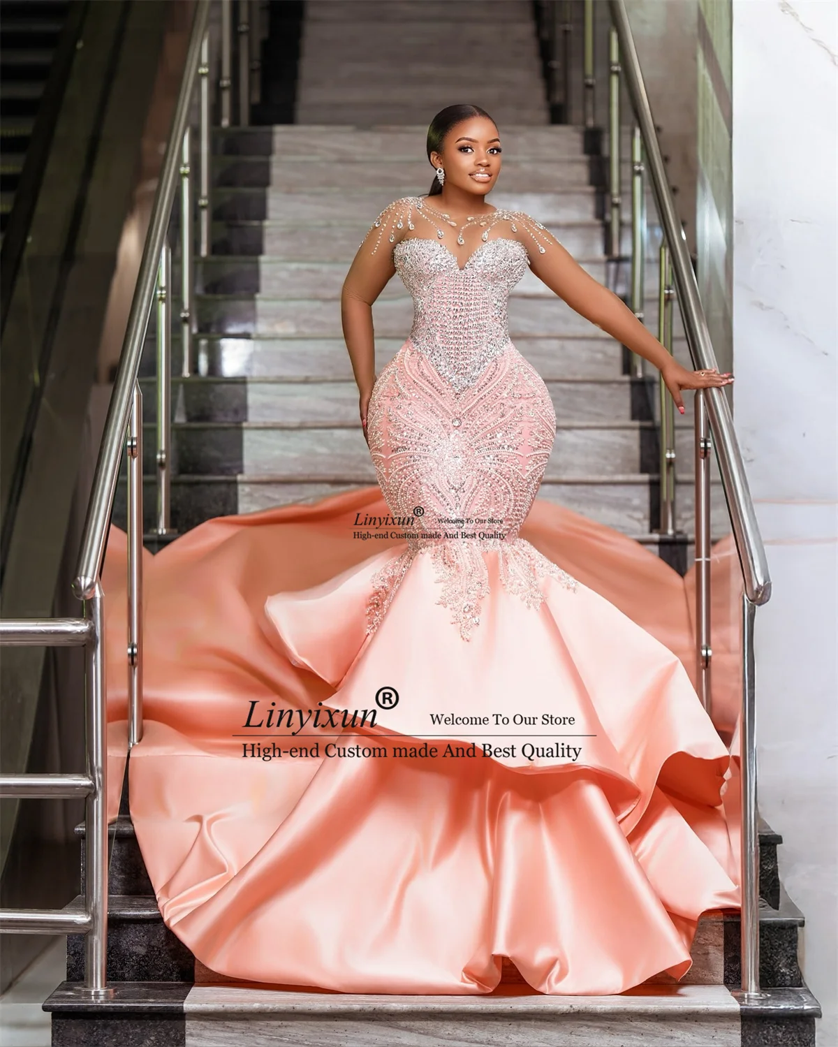 Элегантное вечернее платье русалки Aso Ebi для выпускного вечера со стразами и бриллиантами, вечернее платье на заказ в Дубае, африканские халаты со рюшами