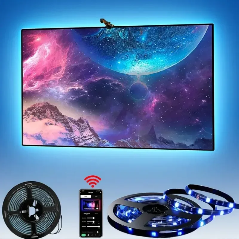 Светодиодная подсветка телевизора EISSLOLY с цветным датчиком Gamut AR, световая полоса RGB 12,5–14,4 фута, подходит для телевизоров и мониторов диагональю 55–85 дюймов