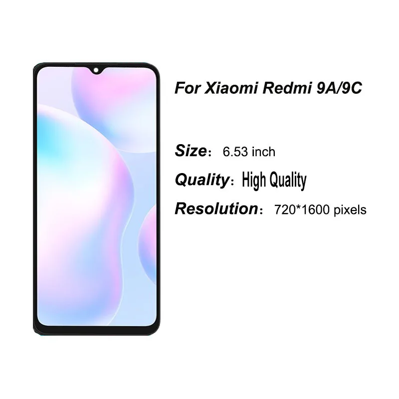 Фото Pop Оптовая продажа 3/5/10 шт. Высококачественный ЖК-дисплей для Xiaomi Redmi 9A 9C Дисплей Сенсорный экран в сборе Дигитайзер для Redmi 9a 9c Lcd Scr №2