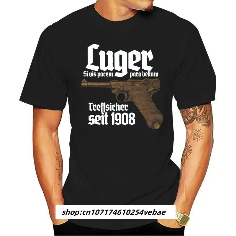 Kaus Premium Luger Gun 08, Парабеллум, Selbstladepistole, deudrland Kaus Pakaian Ukuran Plus