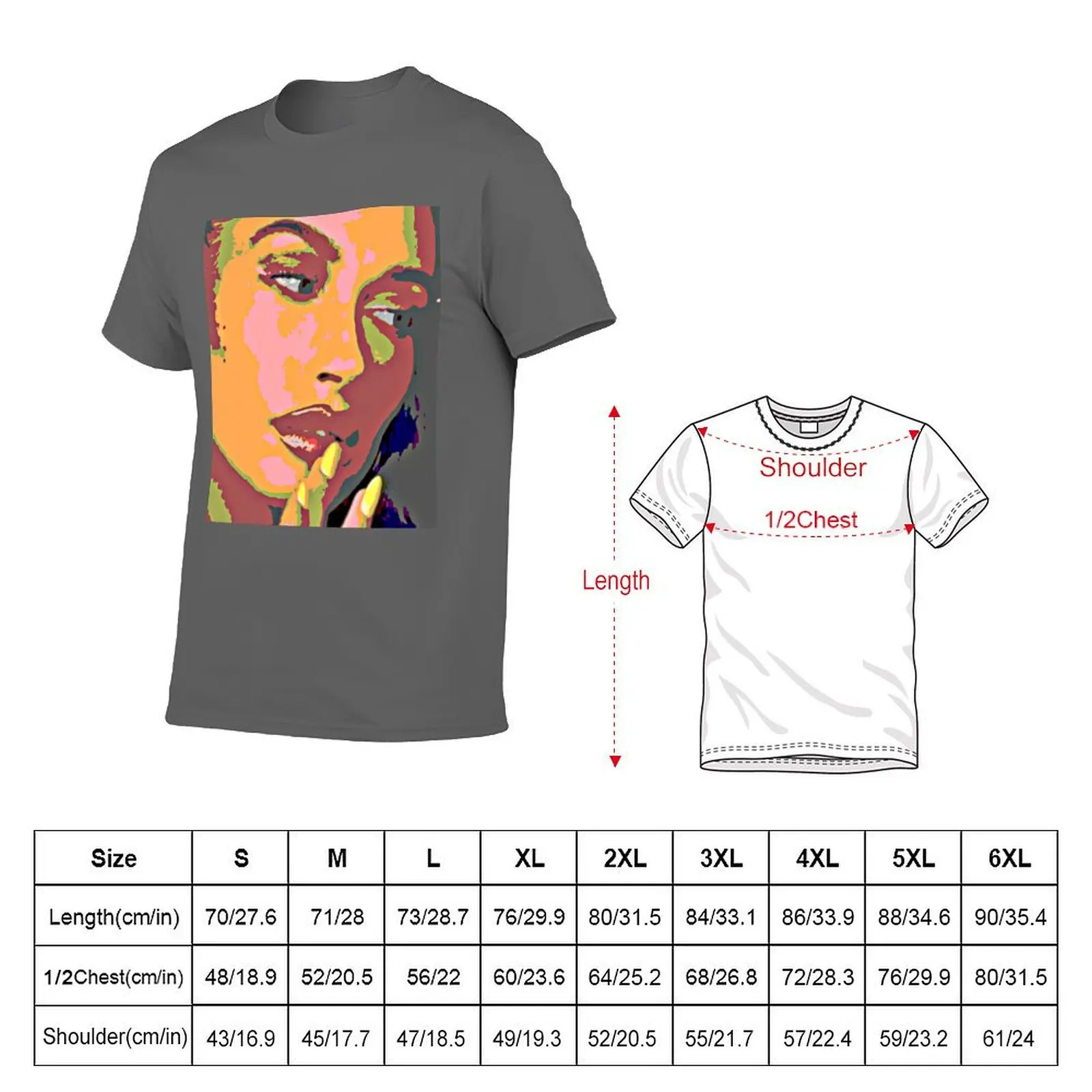 Hailey Bieber portrait artwork T-Shirt summer top plus size clothes Anime t-shirt valentines clothes black t-shirts for men (art.: 3920d087d2ff8) - 3920d087d2ff8