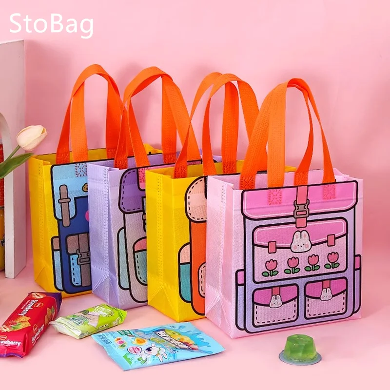 Сумка-тоут StoBag для упаковки подарков, милая мультяшная детская, для дня рождения, конфет, игрушек, Канцтовары, подарки, экологичные пакеты, для упаковки книг, хлеба