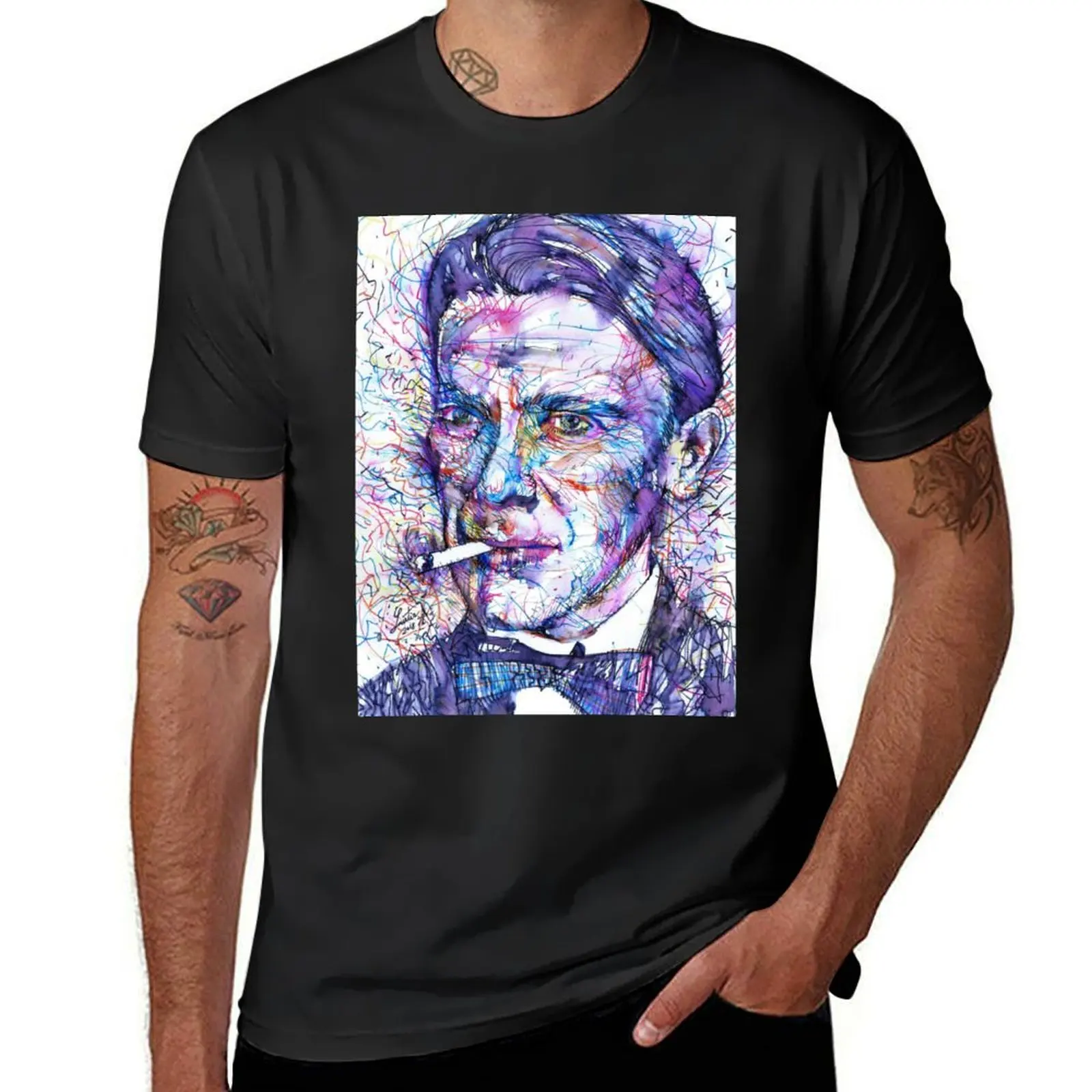 MIKHAIL BULGAKOV-Акварельная портретная футболка. 2 винтажные великолепные спортивные футболки для фанатов для мужчин graphic