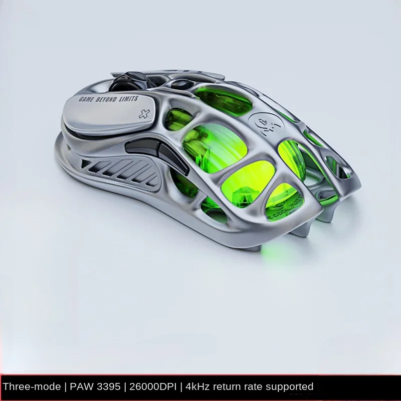 Фото Игровая мышь Gravastar M1 E-sports, трехрежимная перезаряжаемая беспроводная мышь PAW3395 с эргономичным дизайном, RGB, из магниевого сплава №2