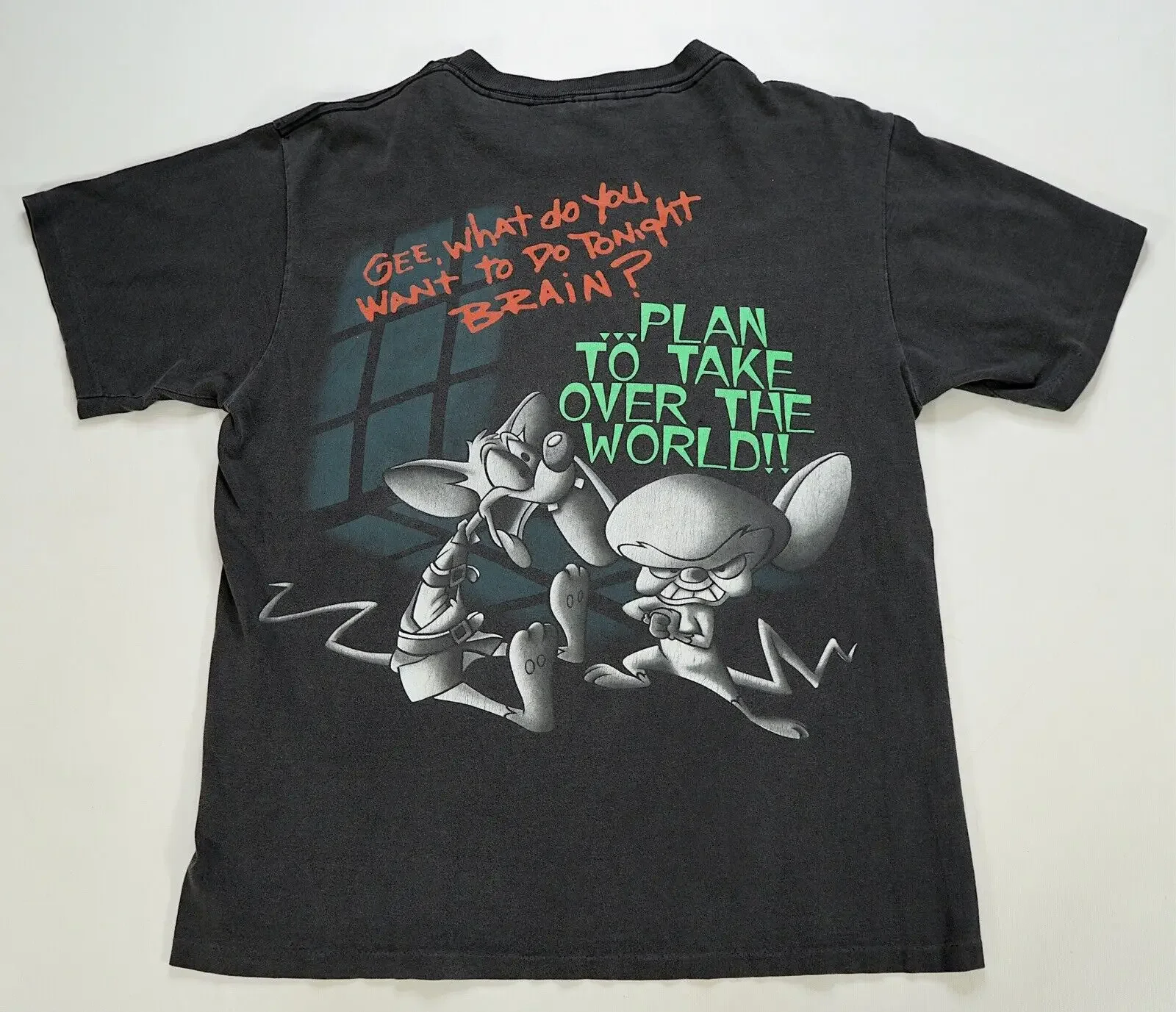 Редкий VTG меняет Pinky & The Brain Take Over The World Jail 1995 T Shirt 90s XL