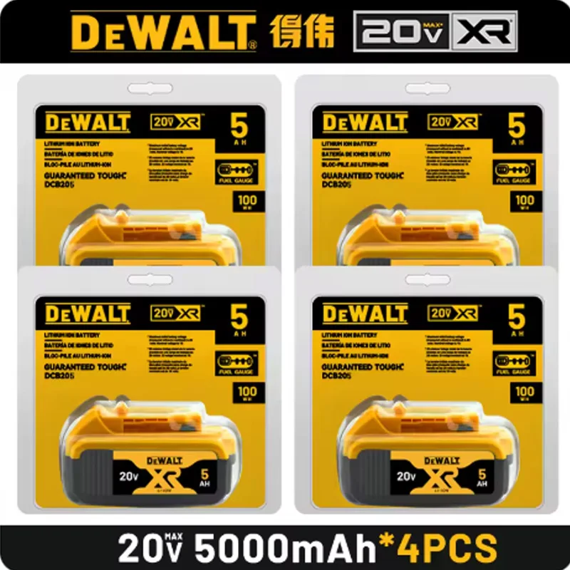 100% оригинальная батарея Dewalt 20 В, 2 Ач, 5 Ач, 6 Ач, 9 Ач, литий-ионная аккумуляторная батарея, батарея для электроинструмента Dewalt DCB200