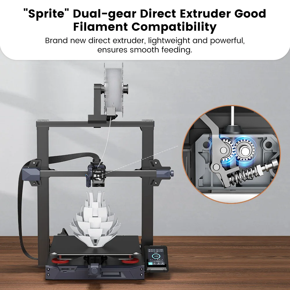 Фото 3D-принтер Creality 3D Ender-3S1 PLUS, 300*300*300 мм, двухступенчатый прямой экструдер, 4,3 дюйма, 32 бит, бесшумный CR Touch №5