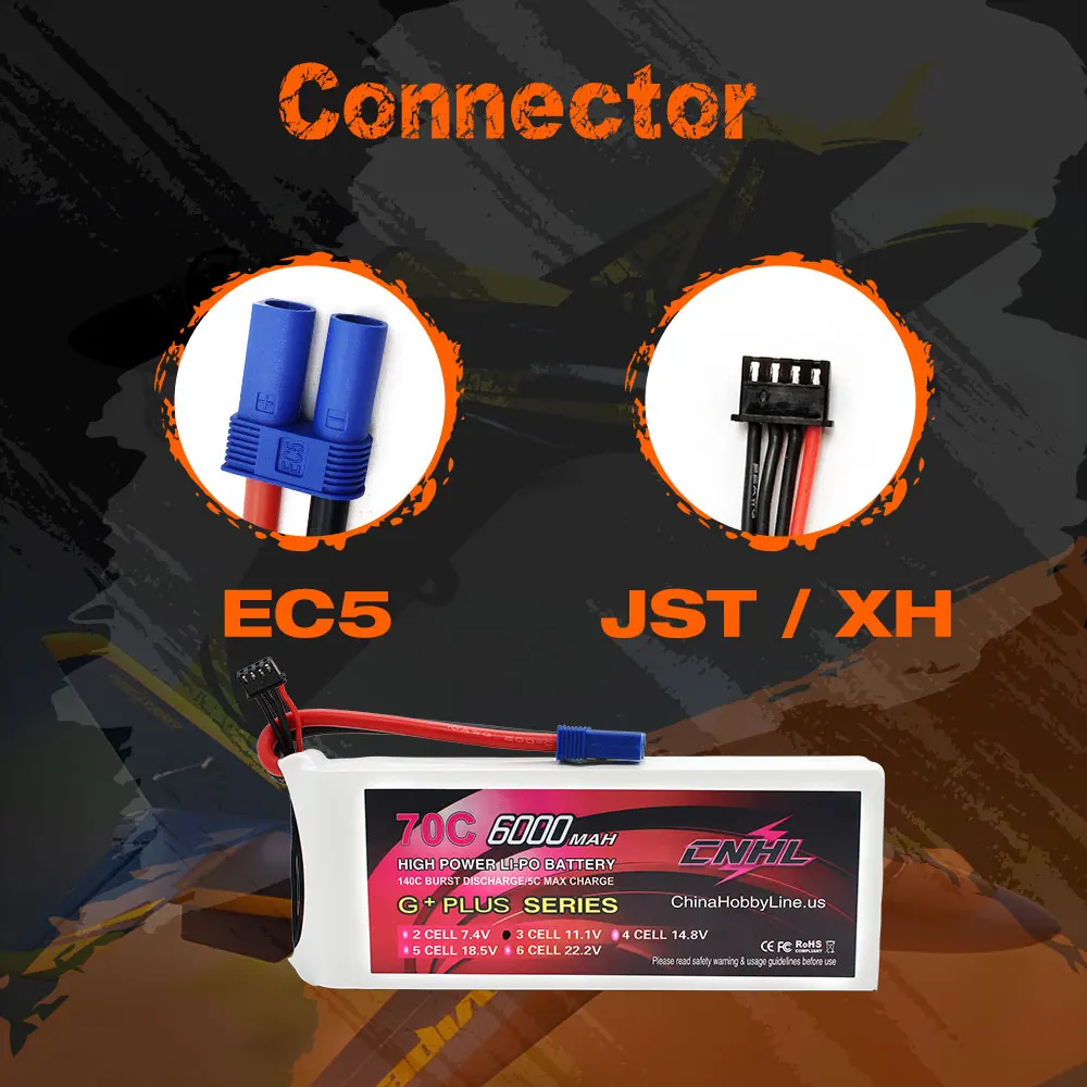 Фото Аккумулятор CNHL Lipo 3S 11,1 В, 6000 мАч, 70C G + PLUS с разъемом EC5 для радиоуправляемого автомобиля, самолета, вертолета, Jet Edf Speedrun, грузовика, лодки, транс... №5