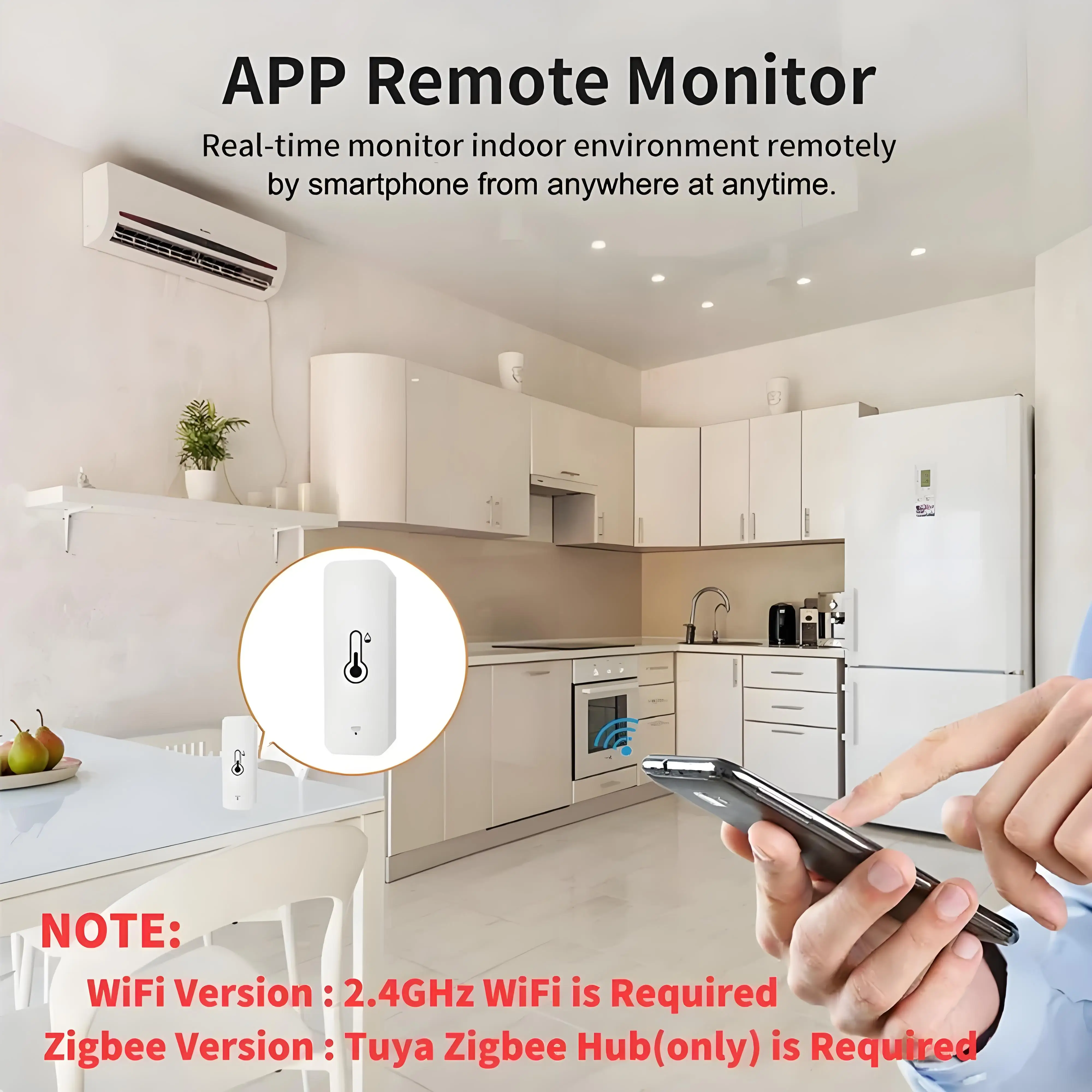 Фото Tuya Zigbee Wifi Smart Temperature Humidity Sensor APP Wireless Remote Monitor For Smart Home Smart Life Work With Alex Google №5