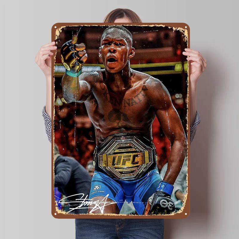 Израиль Адesanya Boxer Oster Boxing металлические вывески винтажные украшения интерьера на заказ жестяные пластины для настенного художественного украшения кофе-бар