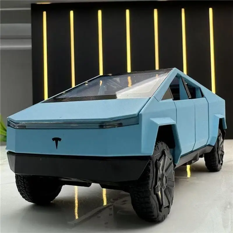 1:32 Tesla Cybertruck Пикап, модель автомобиля из сплава, литая под давлением игрушечная машина, звук и свет, имитация автомобилей, модель игрушки в подарок