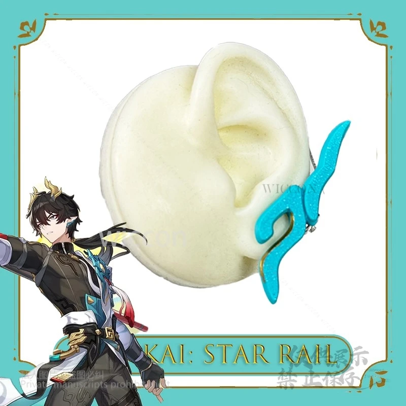 Фото 【MoeMimic】 Honkai Star Rail Dan Heng Imbibitor Lunae Dragon Horns Головной убор Косплей Парик Аниме Игра Носимый реквизит Хэллоуин Cos №3