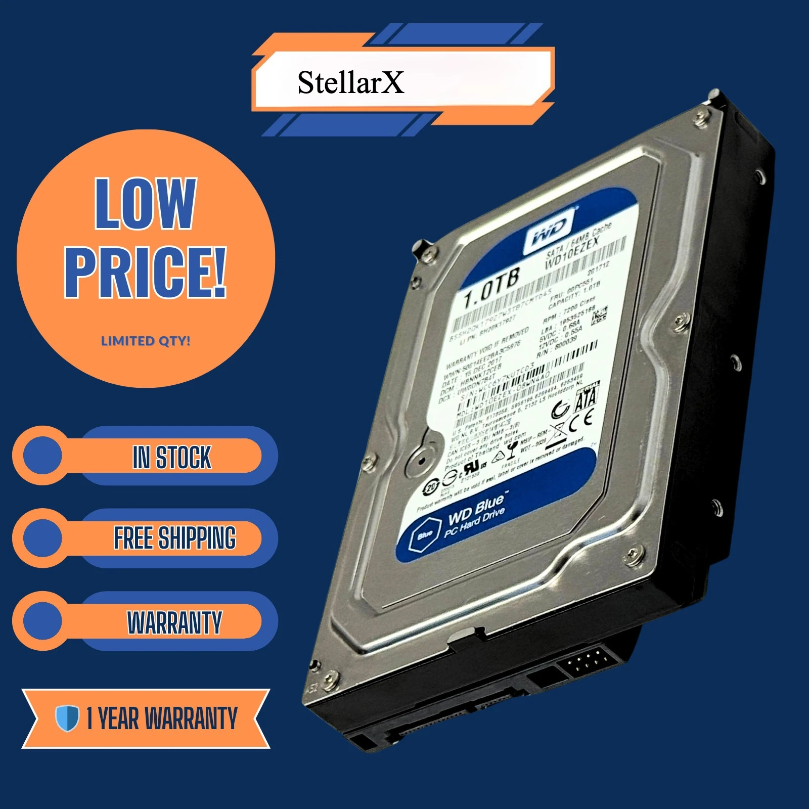Western Digital WD10EZEX 1 ТБ 7200 обмин SATA 6 Гбитс 64 МБ 3,5-дюймовый жесткий диск |   Windows HD |   1 год (art.: 3920d0aaa466a) - 3920d0aaa466a