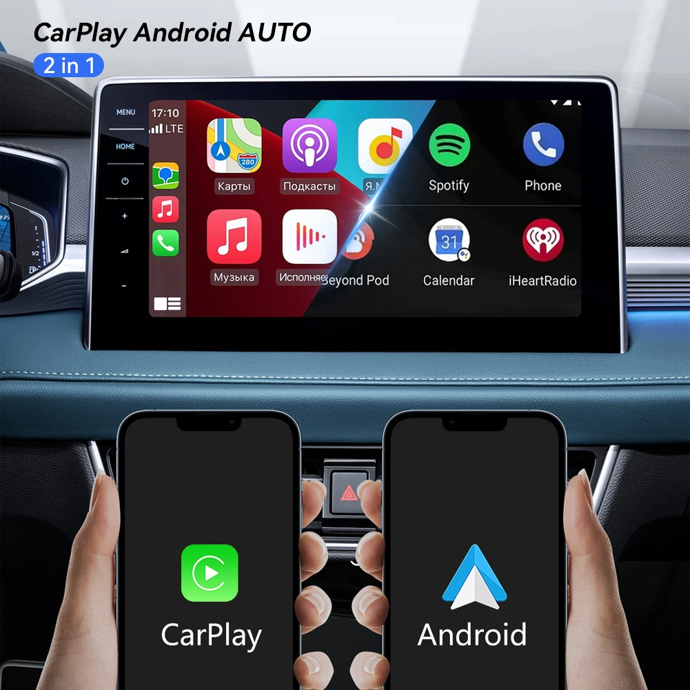 Фото Мини-адаптер 2 в 1, беспроводной Carplay, автоматическая смарт-бокс, Plug and Play, USB TYPE-C, Bluetooth 5,0, WIFI 5,8G для Apple iOS и Android №4