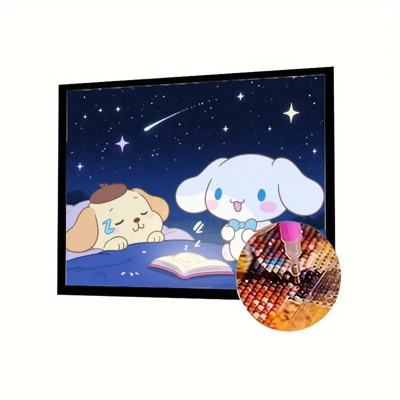 1 шт., набор для алмазной живописи 5D с полной дрелью - милый Sanrio Cinnamoroll и Pompompurin, звездная ночь, сцена с рассказами на ночь, сделай сам, алмазное искусство