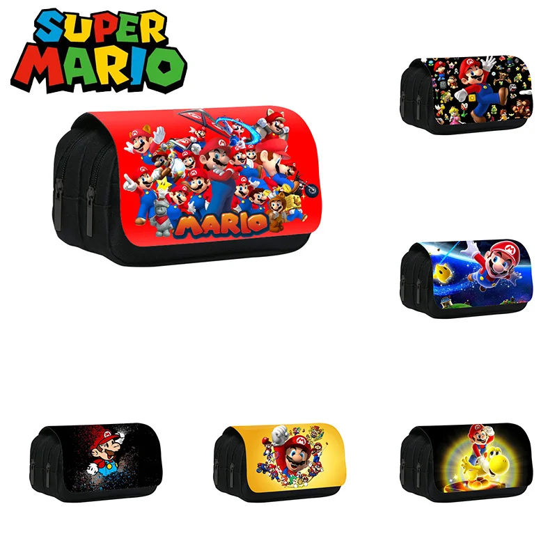 Чехол для карандашей Super Mario, портативная школьная сумка для хранения школьных принадлежностей, мультяшный пенал, студенческий чехол для ручек, вместительный канцелярский мешок
