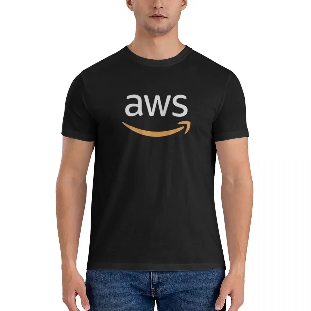 Футболка унисекс с логотипом разработчика AWS V2, Классическая футболка большого размера, мужские летние рубашки с круглым вырезом