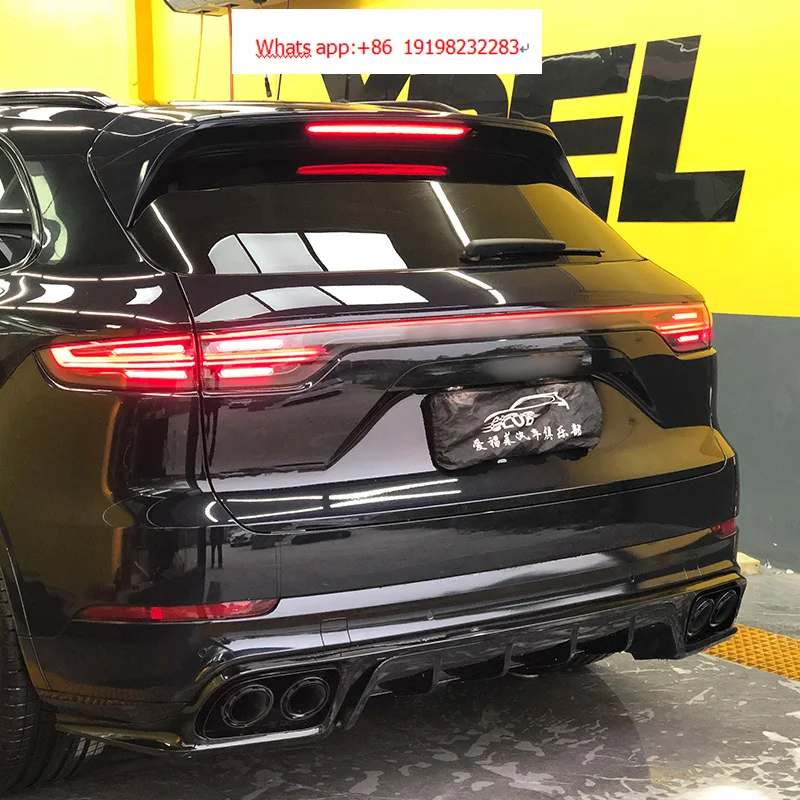 Фото Для Techart новая задняя защита и задняя крышка для губ для Porsche Cayenne Coupe 2018-2023, бампер с вырезами противотуманных фар №3