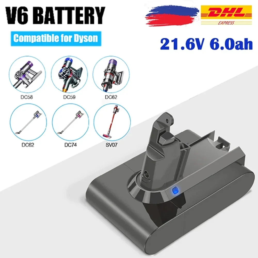 21,6 в 6000 мАч литиевая батарея для Dyson V6 DC62 DC58 DC59 SV09 SV07 SV03 SV05 DC74 965874-02 батарея