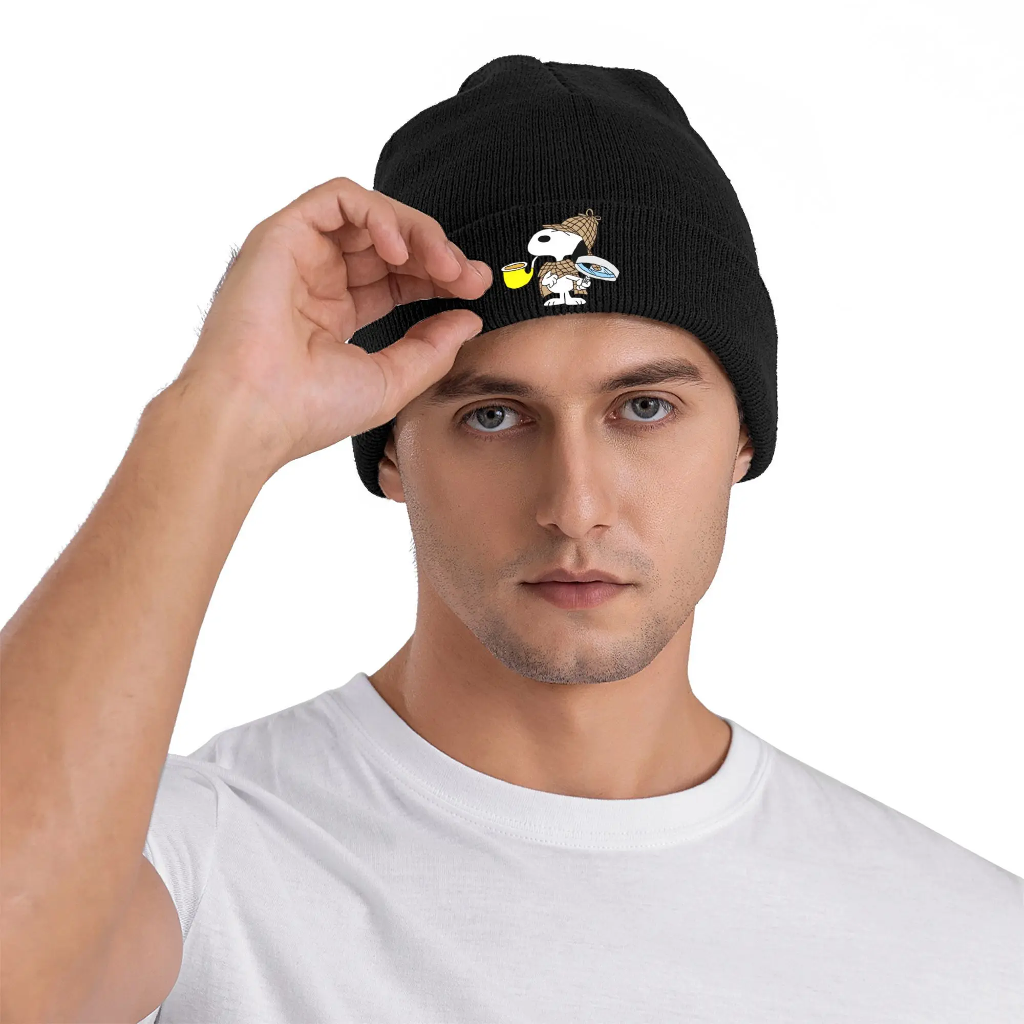 Фото Шапки-бини Snoopys для курения Skullies на заказ для мужчин и женщин, унисекс, крутая зимняя теплая вязаная шапка для взрослых, шапки с капюшоном №5