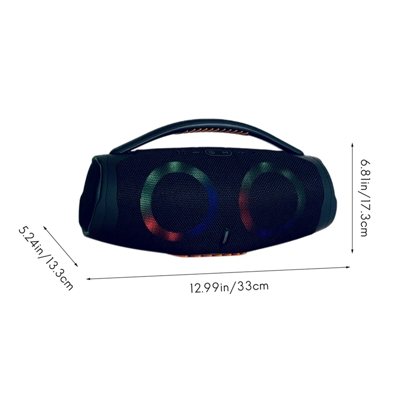 Фото Портативный Bluetooth-динамик, сабвуфер, звуковой бокс с водонепроницаемой RGB-подсветкой, черный динамик для офиса и улицы №5