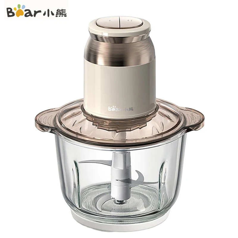 Бытовая мясорубка Bear 2L, портативная стеклянная чаша, многофункциональный измельчитель, 2 скорости, 220 В, бытовые кухонные приборы