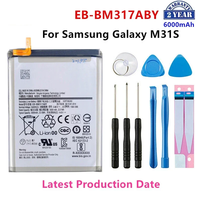 Абсолютно новый телефон, 6000 мАч, запасная батарея для Samsung Galaxy M31S M317, EB-BM317ABY батареи + Инструменты