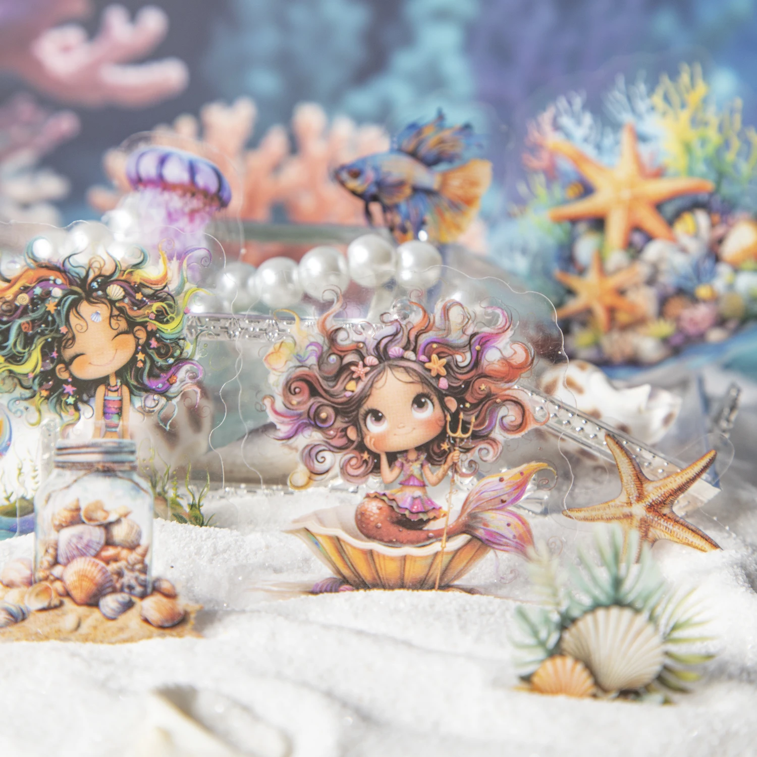 Бесшумное море Emits The Sound of Tides Series, милый персонаж, пейзаж, наклейка для домашних животных, креативный материал для журналов, канцелярские принадлежности для коллажей