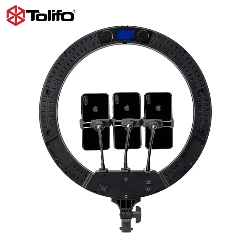 Фото Tolifo 19-дюймовый RGB кольцевой светильник для видео селфи светодиодный 18-дюймовый кольцевой светильник для прямой трансляции макияжа №5