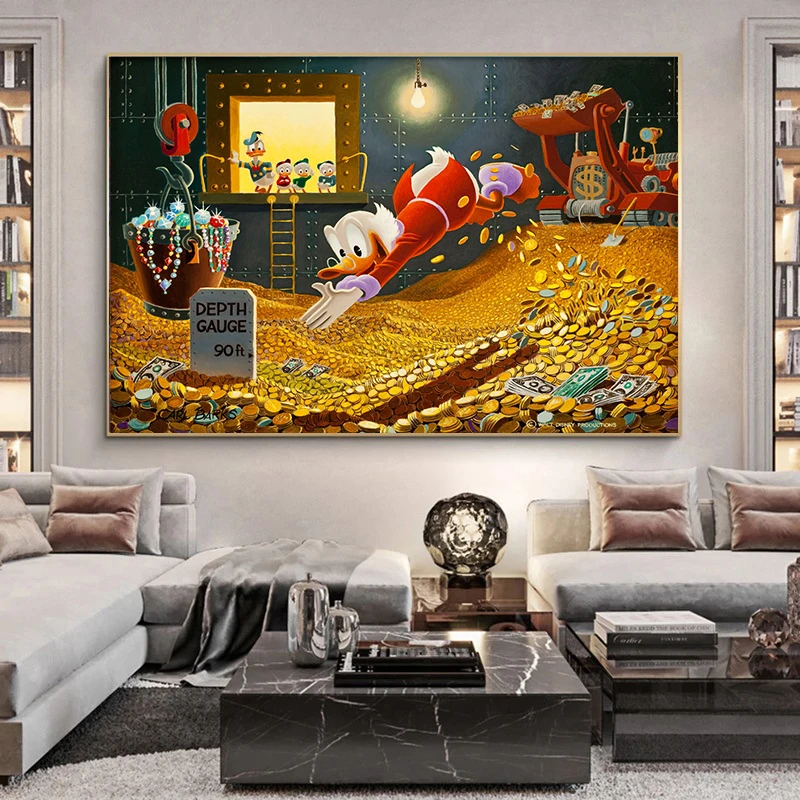 Фото Alec Монополия sкриge Mcduck граффити искусство деньги холст картины стены художественные плакаты и принты для гостиной домашний Декор картина №2