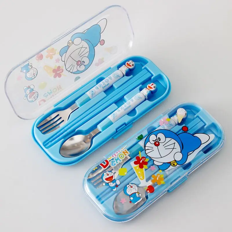 Фото Столовая посуда Sanrio, палочки для еды, кавайная Милая ложка, вилка, мультяшный студент, семейный суп из нержавеющей стали, игрушки для девочек, подарки №2