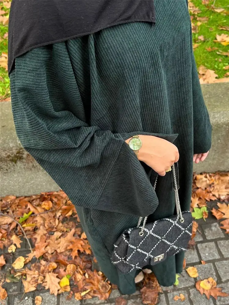Фото Рамадан зимняя Niqab Abaya Дубай Арабский турецкий Ислам Мусульманское длинное платье молитвенная одежда женский кафтан Djellaba женское платье №4