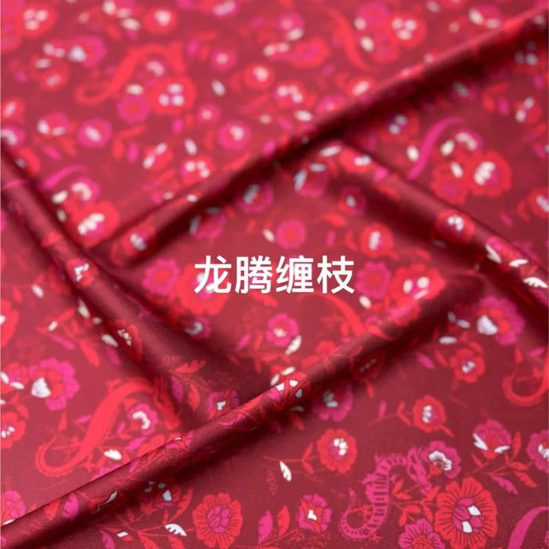 Фото New red entwined stretch twill silk summer dress shirt clothing fabric №4