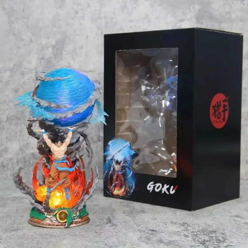 23 см Dragon Ball Son Goku Genki Dama Аниме Светодиодная лампа Коллекционная статуя Настольный декор Подарок Мужчины Мальчики Светящиеся в темноте Фигурка