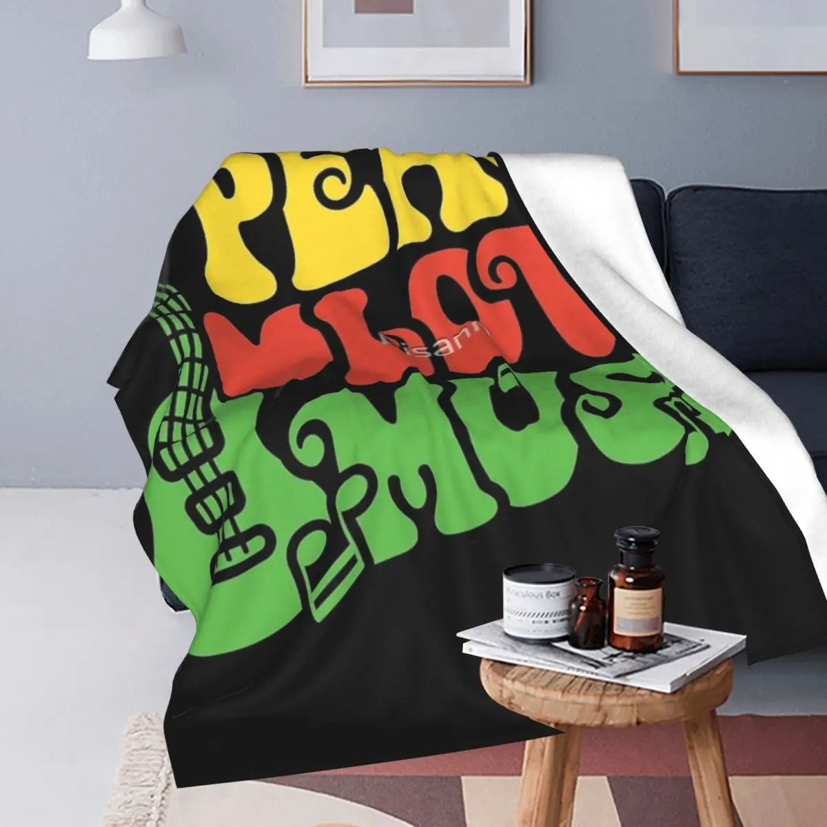 Фото Плед для музыки Reggae Peace Love, модное портативное одеяло для гостиной, не скатывается №3