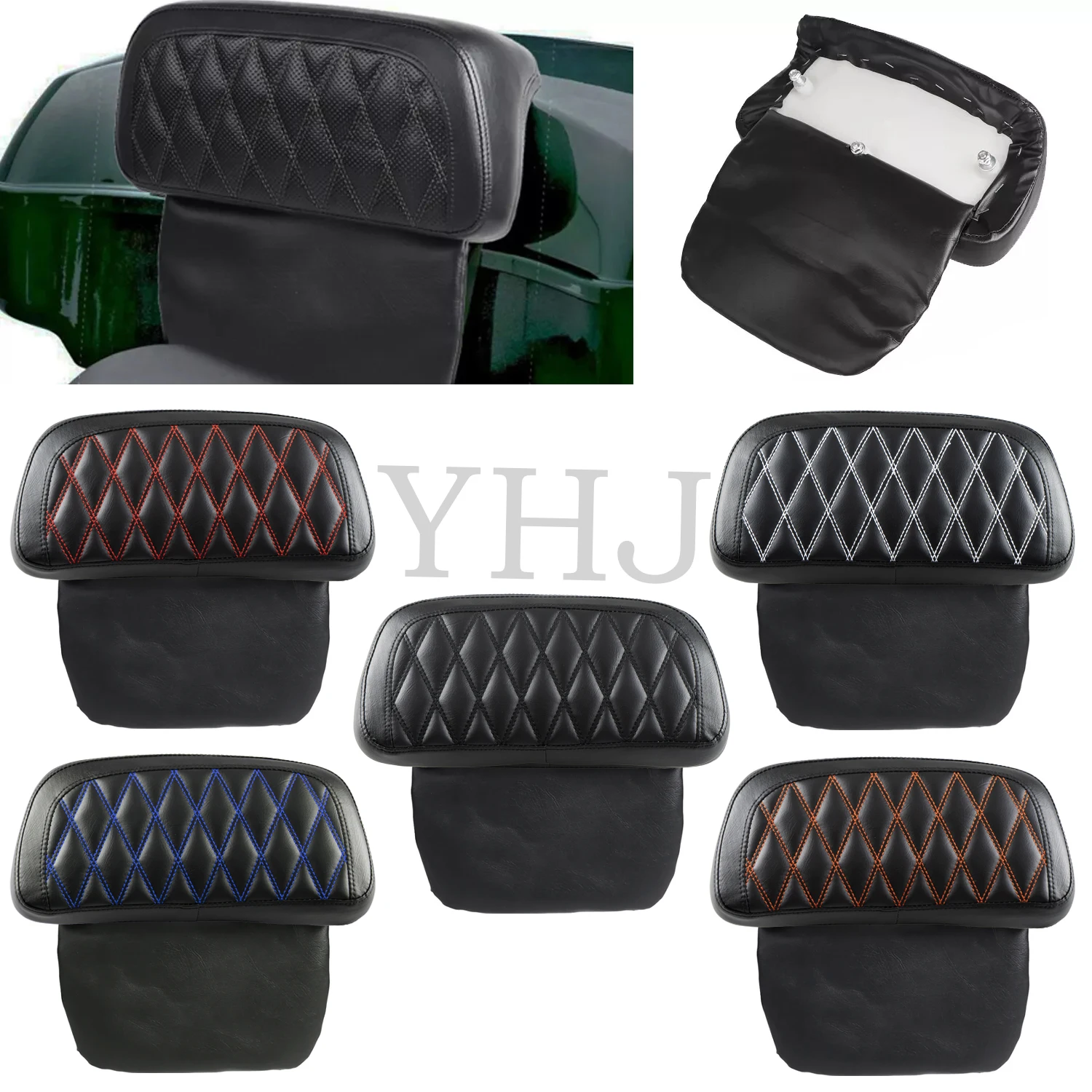 Фото Razor Chopped Motorcycle Tour Pak Pack Накладка на спинку багажника для Harley Touring Street Tri Glide Road King 2014-Up Черная искусственная кожа №2