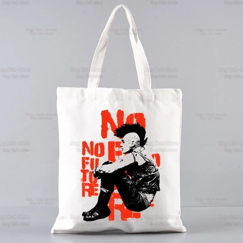 Punks Not Dead Rock Сумка для покупок унисекс Эко многоразовая женская сумка-тоут Сумка для колледжа Ретро Большая мужская сумка-шоппер на плечо