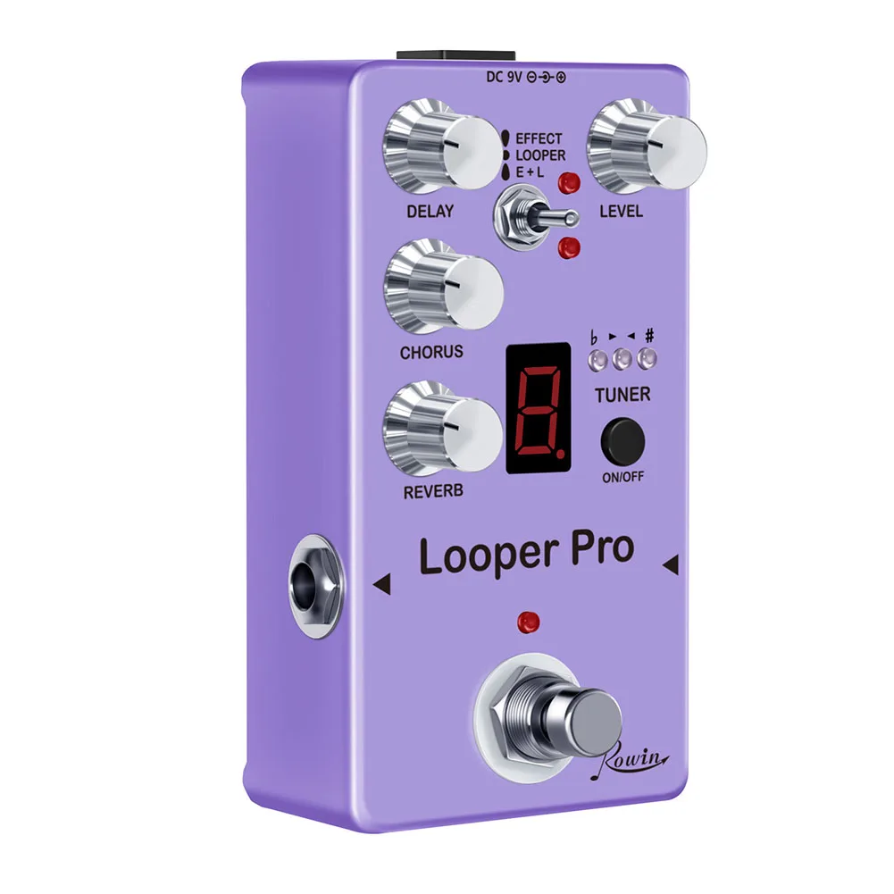 Педаль для создания эффектов ROWIN Looper Pro с 40s циклической задержкой реверберации хора и тюнером, прост в использовании для музыкантов